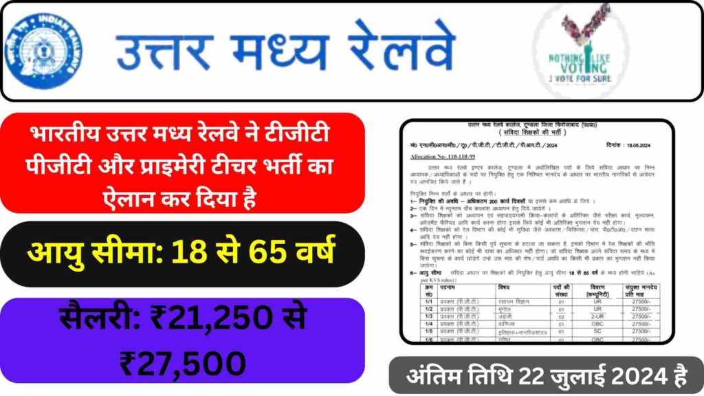 Railway Teacher Vacancy 2024 in Hindi